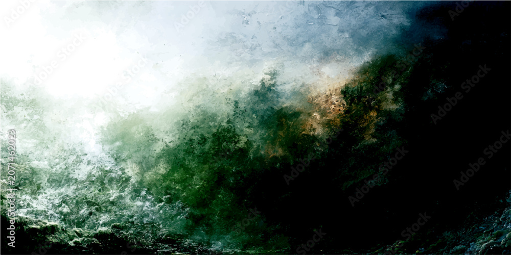 Αυτοκόλλητο Abstract grunge texture with stormy cloudy sky and dark deep sea waves abstract background