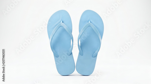 Light Blue Flip-Flops Isolated on White Background – Summer Footwear Concept