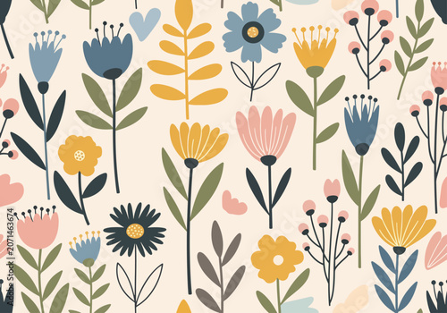 фотографія Artistic blossoms flourishing amid soft colors and playful natural elegance