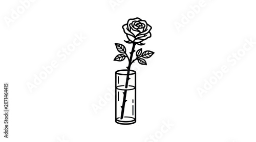 Foto Single Rose in Glass Vase Line Art