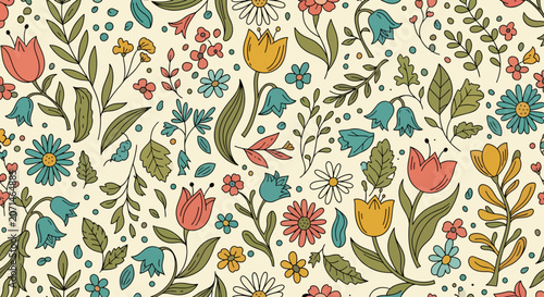Fotografía Joyful botanical patterns brightening spaces with timeless floral sophistication