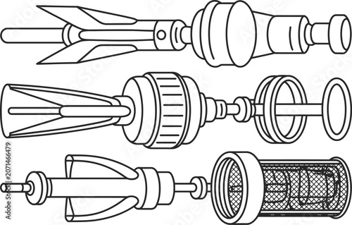 Technical Cross-Section Mechanical Parts Architectural Drawing CAD Design