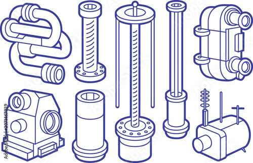 Collection of Mechanical Parts and Tools Architectural Drawing CAD Design