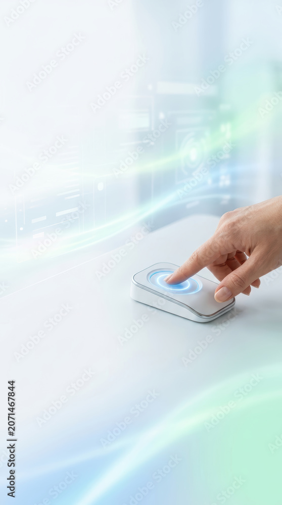 Fototapeta premium Hand biometric scanner for secure identification and access control