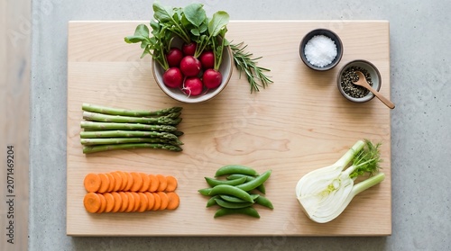 Premium Luxury Fresh Organic Vegetables Arrangement with Red Pepper, Asparagus, and Cherry Tomatoes on White Background