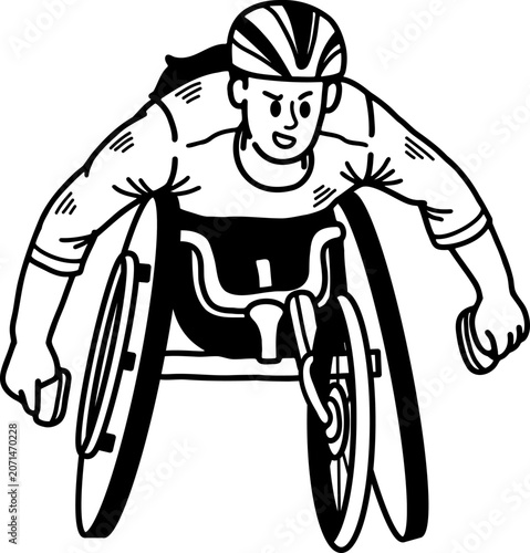 black and white of A female Paralympic athlete with a disability is running