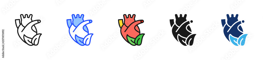 Fototapeta premium Healthy Heart Icon Collection With Multiple Styles
