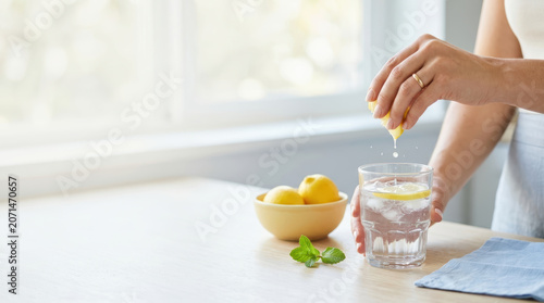 Fresh lemon being squeezed for juice extraction