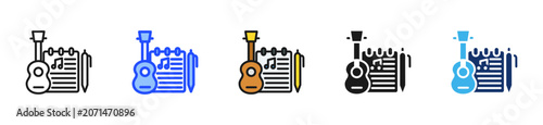 Fotografie Lyric Writing Icon Collection With Multiple Styles