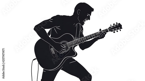 Black and white silhouette of a soldier with rifle.