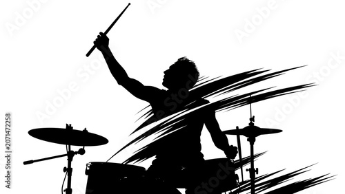 Black and white silhouette of bird in flight against sky.