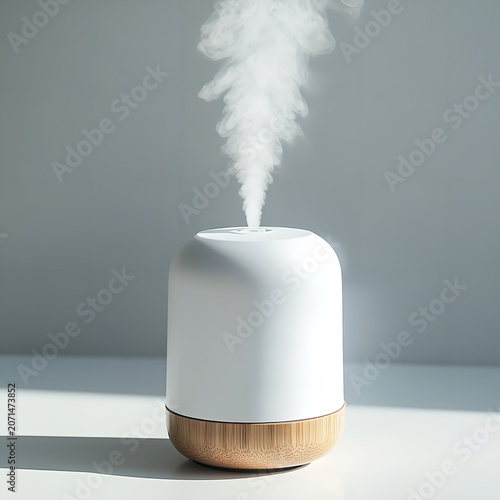Humidifier with steam on table