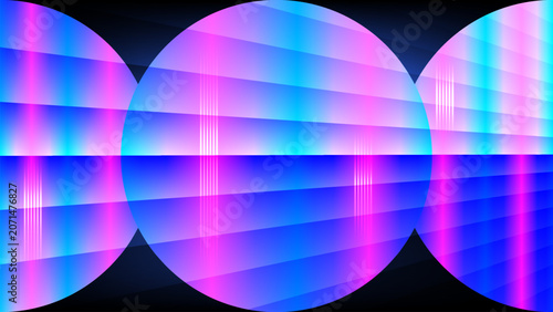 Abstract Background Gradient Circle Vaporwave Style. Network communication wave signal