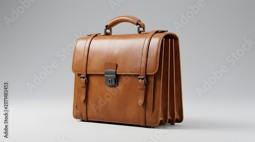 Vintage brown leather briefcase, professional executive attache case, classic tan messenger bag for business documents and office work