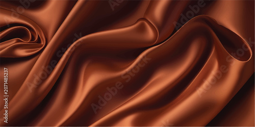 Fotografie Luxurious flowing copper satin fabric with elegant folds and highlights