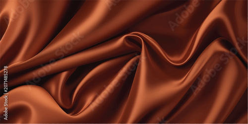 Obraz na plátně Luxurious flowing copper satin fabric with elegant folds and highlights