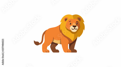 Cartoon lion with a vibrant mane and friendly expression