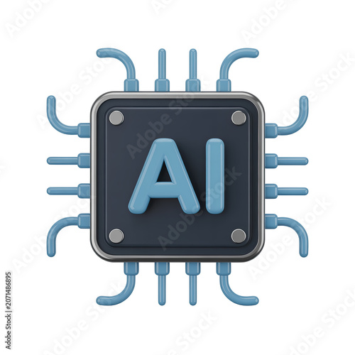 Close-up of AI chip with circuit connections