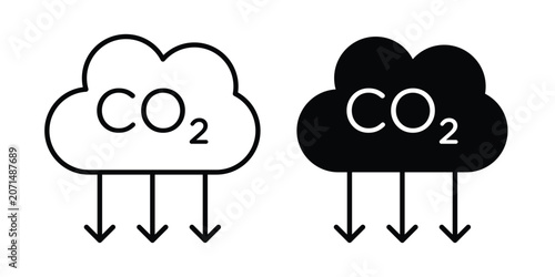 Fotografía CO2 emissions icon in line art design vector concepts