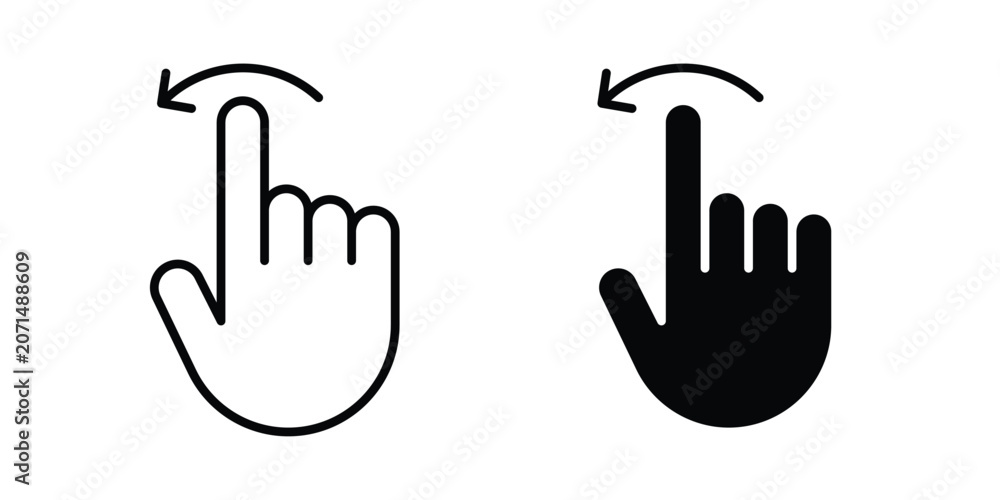 Fototapeta premium Finger swipe icon in line art design vector concepts