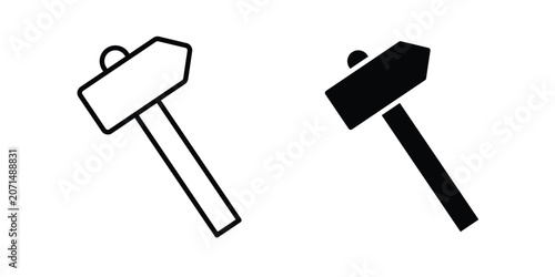 Fotografie Hammer icon in line art design vector concepts