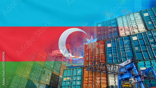 Tableau sur toile International trade, Azerbaijan's maritime import and export, and the country's trade and economic relations