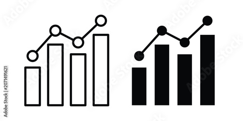 Photography Predictive analytics icon in line art design vector concepts