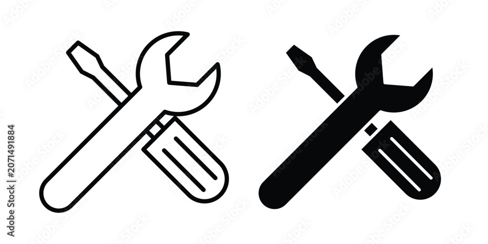 Fototapeta premium Repair tools icon in line art design vector concepts