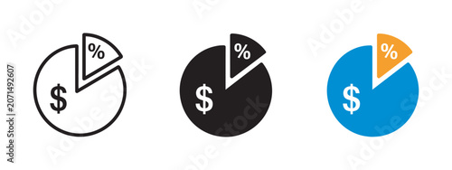 Photos Financial dividend distribution pie chart icons, shareholder payout and profit s