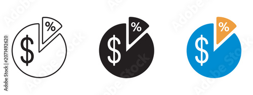 Tableau sur toile Financial dividend distribution pie chart icons, shareholder payout and profit s