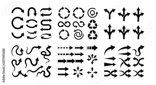 Konstfotografi Assorted Arrow And Curve Vector Shapes On White Background