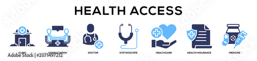 Glyphcolor - Health Access web banner icon vector illustration concept
