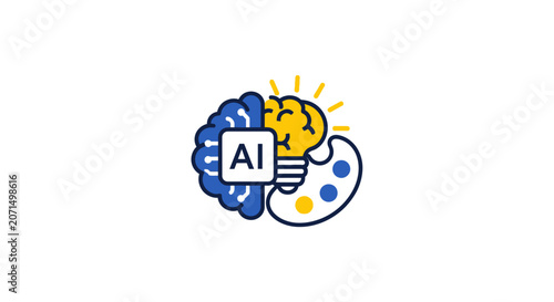 A creative digital brain icon representing technology and artistic innovation
