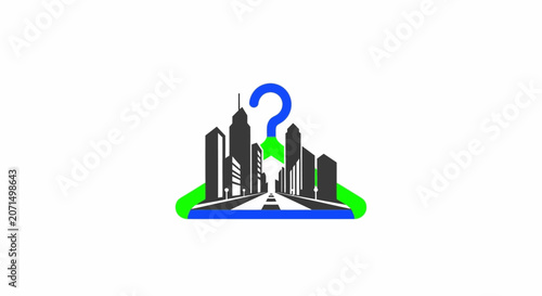 A creative illustration of a city skyline integrated with a clothing hanger shape