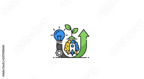 A creative illustration showing business growth and innovation concepts