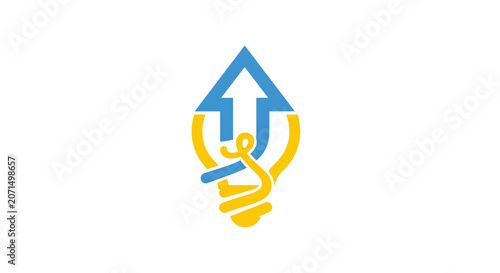 A creative light bulb icon with an upward arrow representing growth and innovation