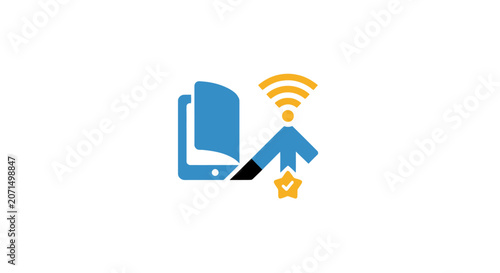 A digital icon representing mobile connectivity and wireless data transfer technology