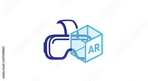 A digital icon representing virtual reality and augmented reality technology