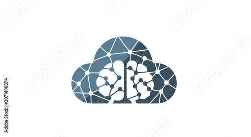 A digital illustration of a human brain inside a cloud network icon