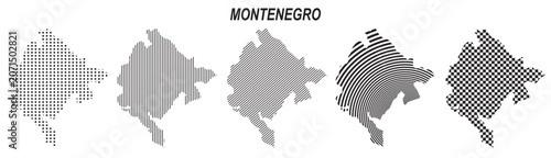 Montenegro map infographic simple design element, black abstract geometric pattern icon style Montenegro country landscape outline shape vector illustration
