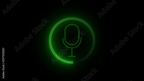 Voice recording podcast microphone button music, graphic, technology, vector, 4k video.