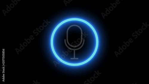 Voice recording podcast microphone button music, graphic, technology, vector, 4k video.