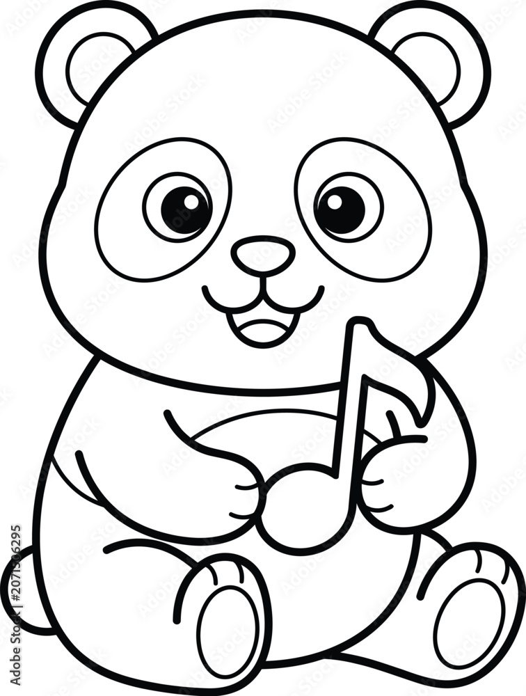 Fototapeta premium Cute panda bear holding music note