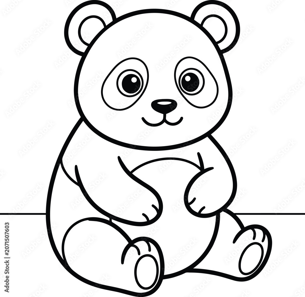 Fototapeta premium Cute panda bear sitting and smiling