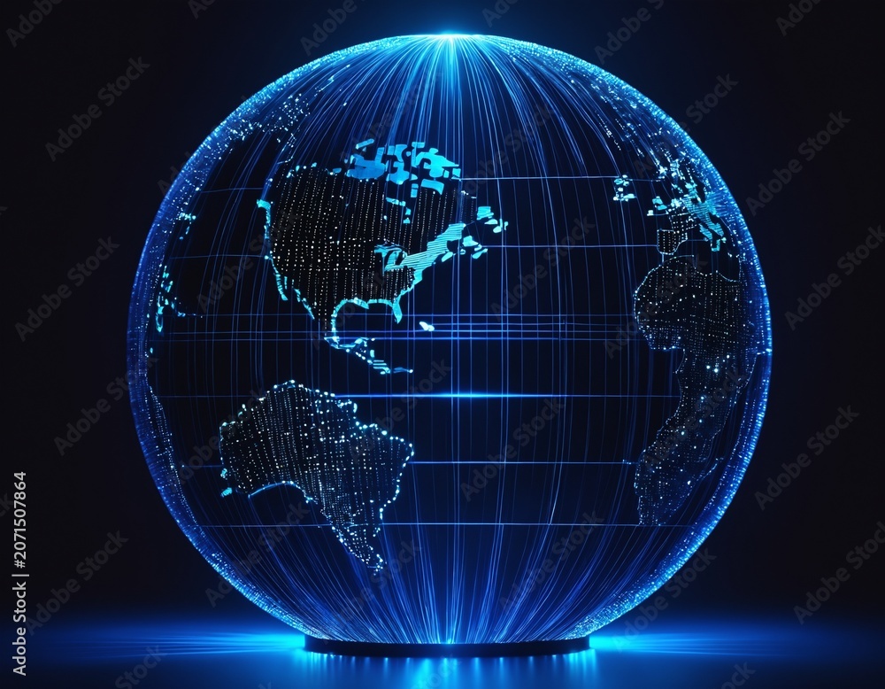 Naklejka premium Artificial intelligence business concept: holographic globe 