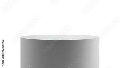 Photos Simple gray cylinder pedestal, isolated on transparent background for product di