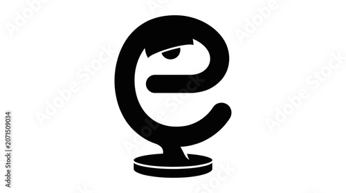 Foto Coiled snake silhouette on a circular base black and white graphic