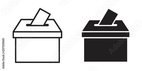 Foto Voting ballot icon logo line black symbols collections, election vote paper box