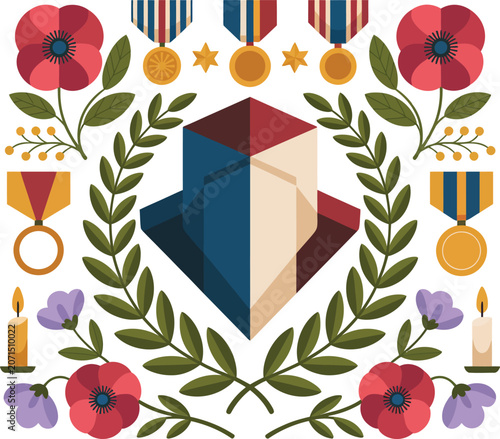 Remembrance Day, Poppy Wreath, Memorial Symbols, Patriotic Icons
