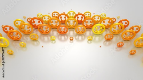 Smiles Form a Wave. Abstract motion, two color, 3d rendering, 4k resolution

